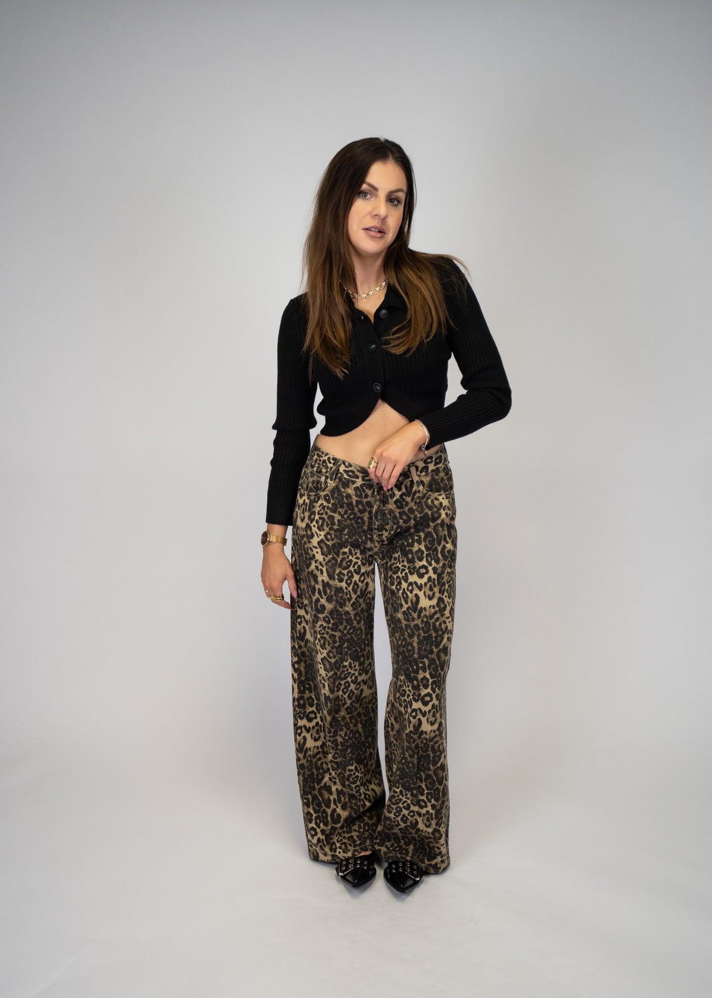 Collared Crop Knit Sweater Top