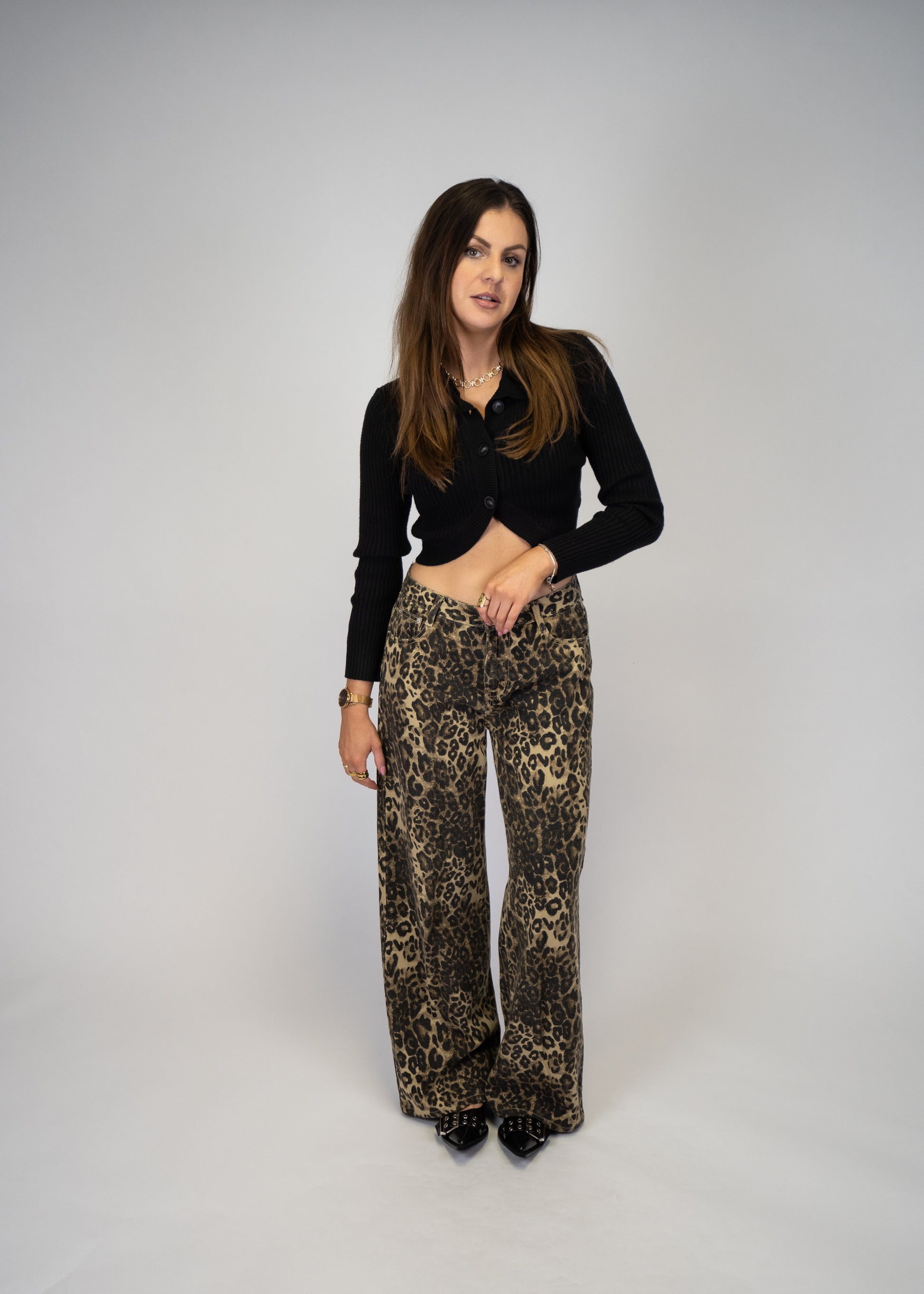 Collared Crop Knit Sweater Top