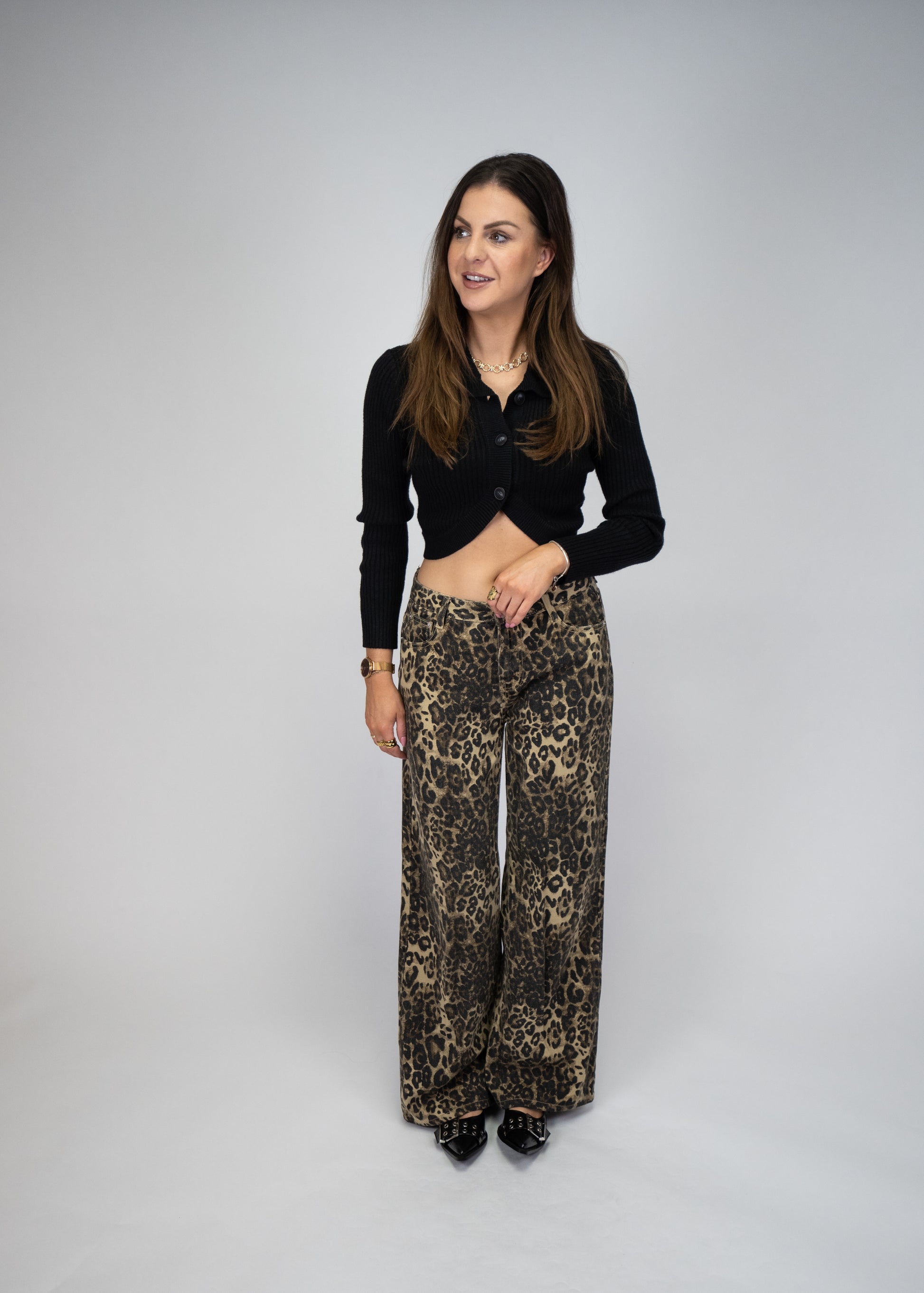 Collared Crop Knit Sweater Top