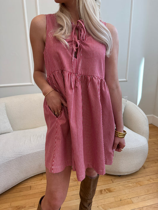 Alice Mini Red Stripe Dress