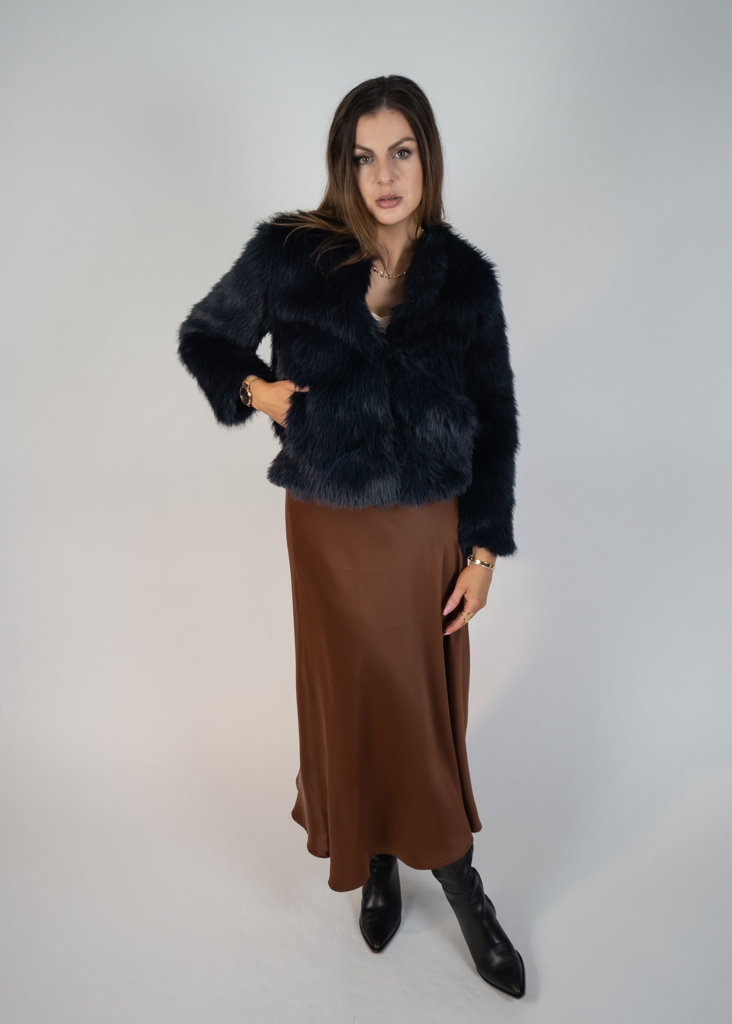 Midnight Faux Fur Coat