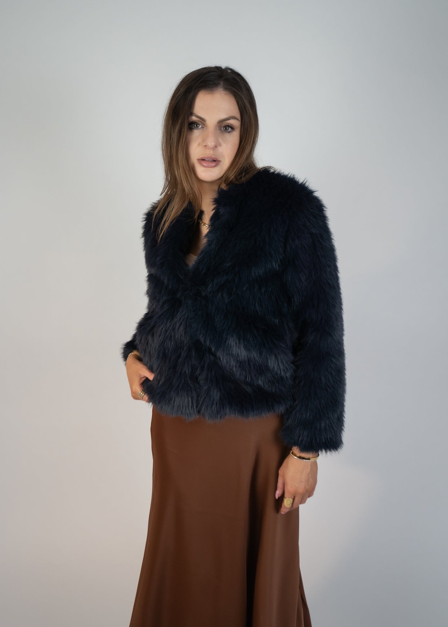 Midnight Faux Fur Coat