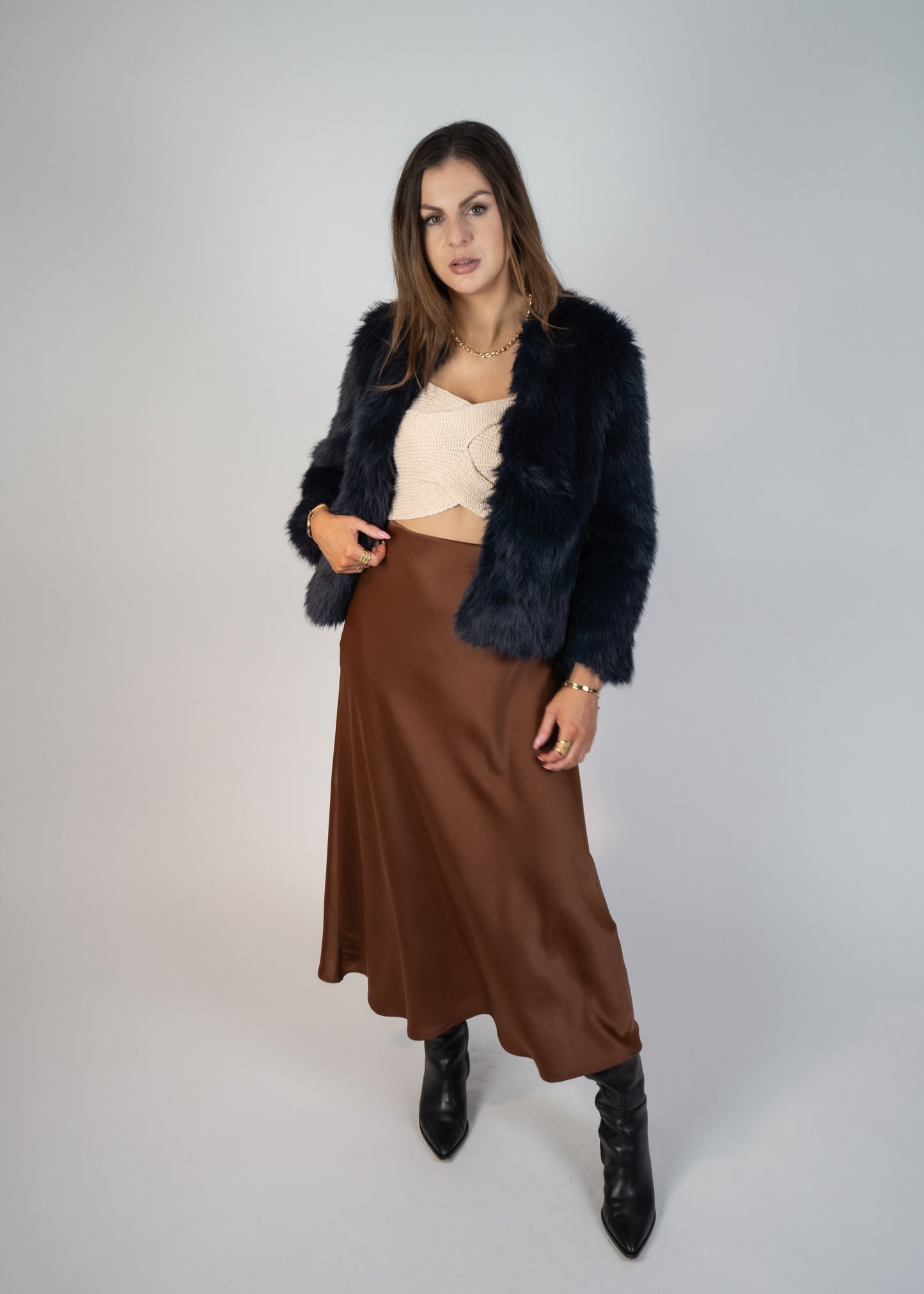 Midnight Faux Fur Coat