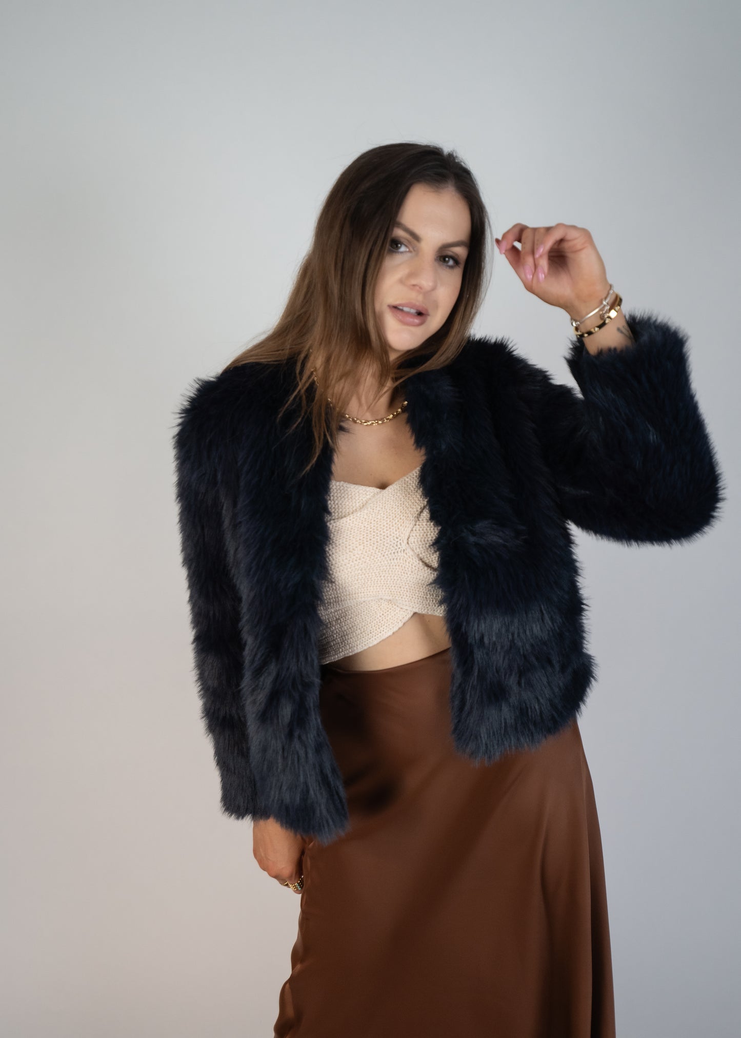 Midnight Faux Fur Coat