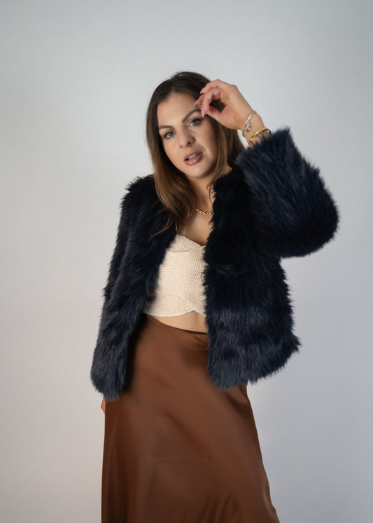 Midnight Faux Fur Coat