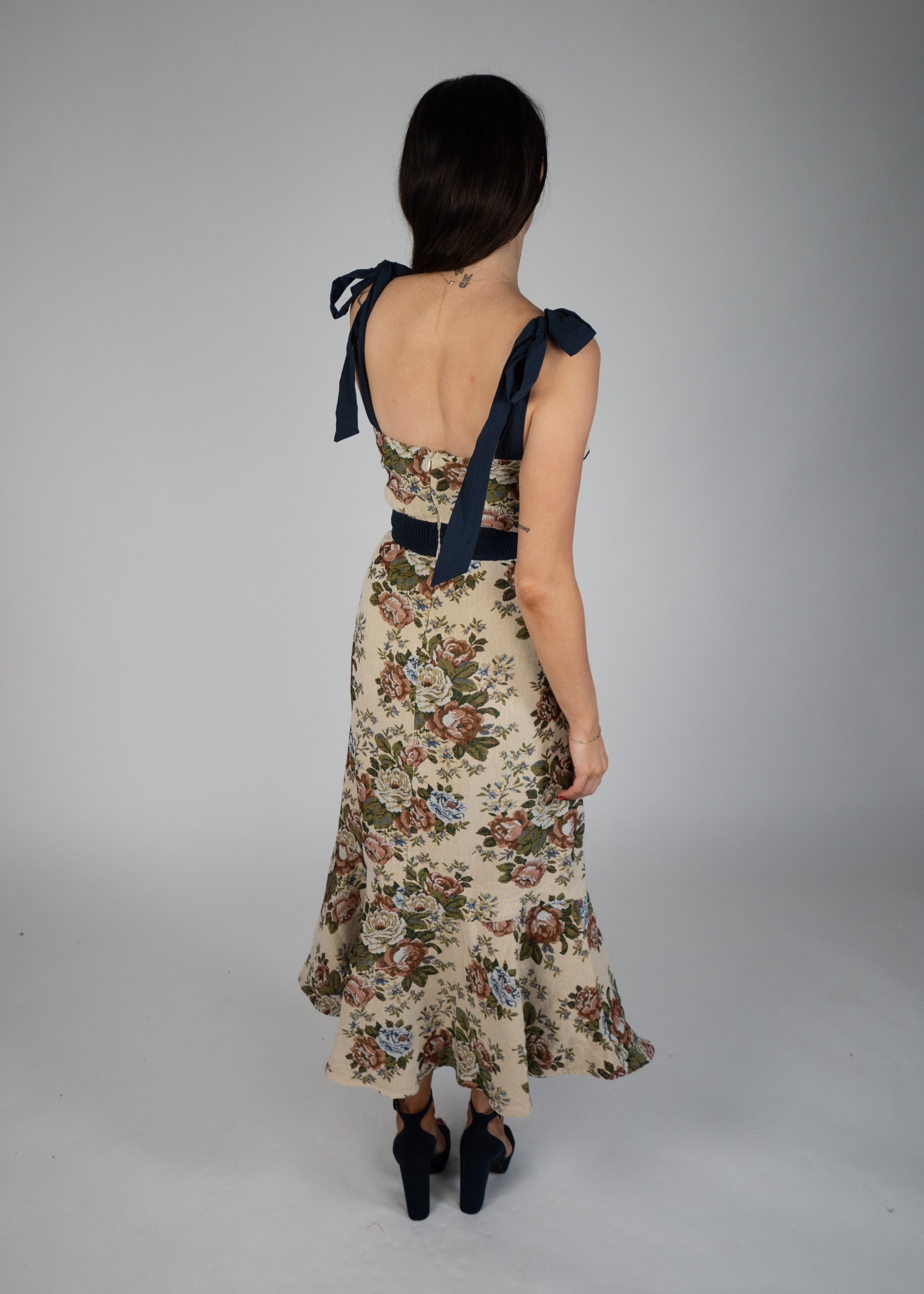 midi dress with bow on back Tracey Tiered Bow Back Midi Dress