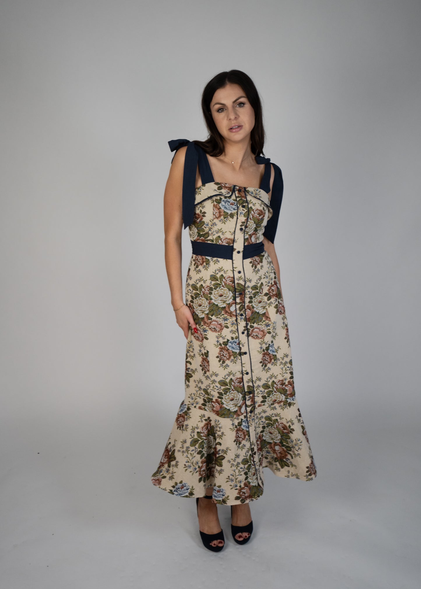 Heirloom Shoulder Bow Midi Dress