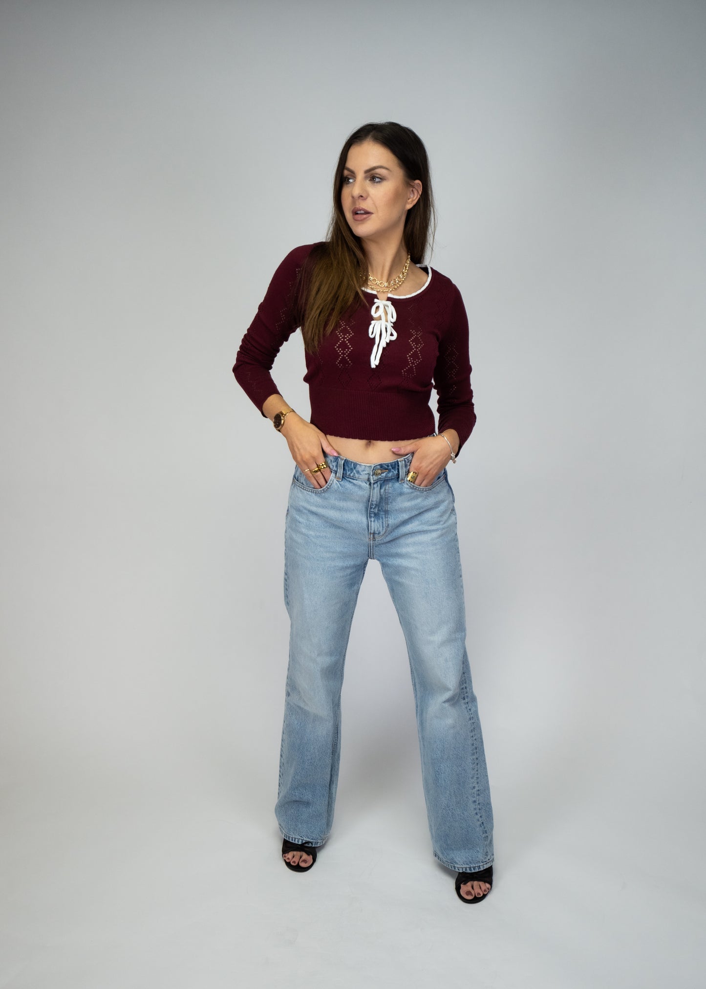 Stockholm Pointelle Sweater Crop Top