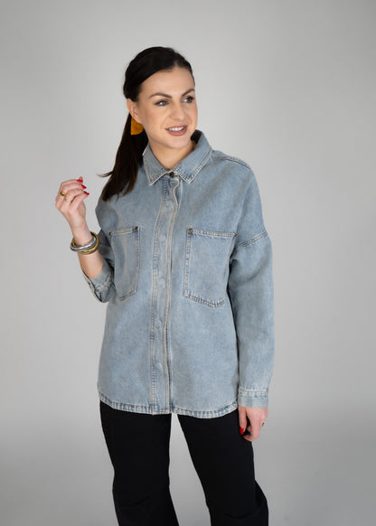 Uptown Washed Denim Shacket
