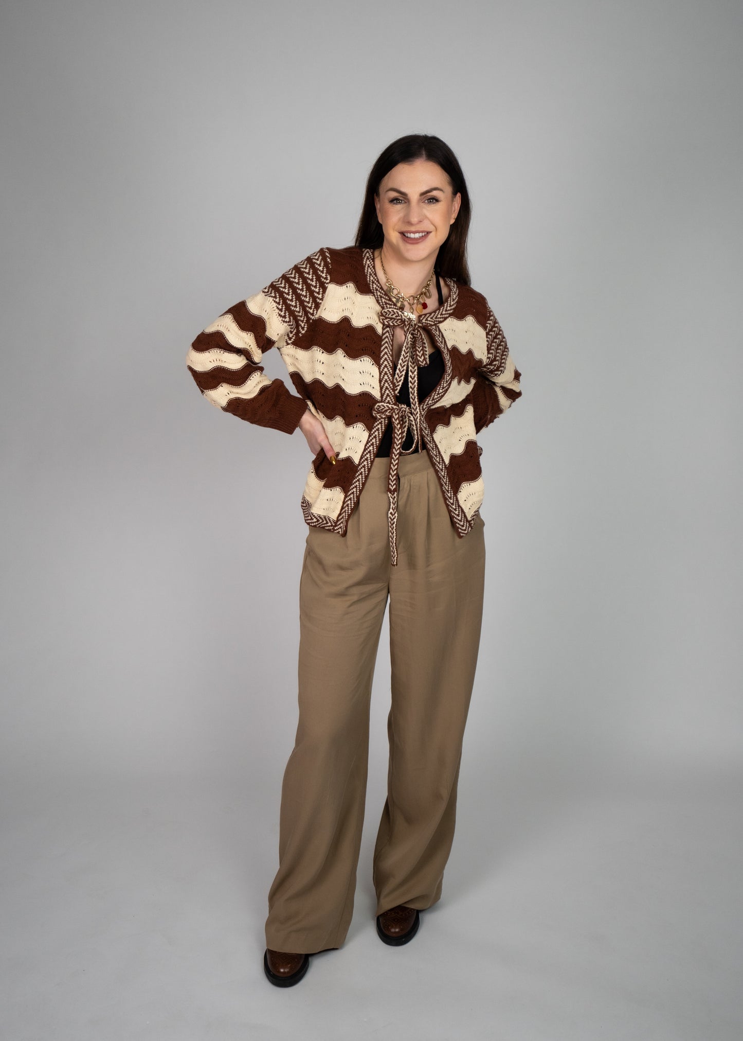 Serena Pointelle Knit Bow Cardigan