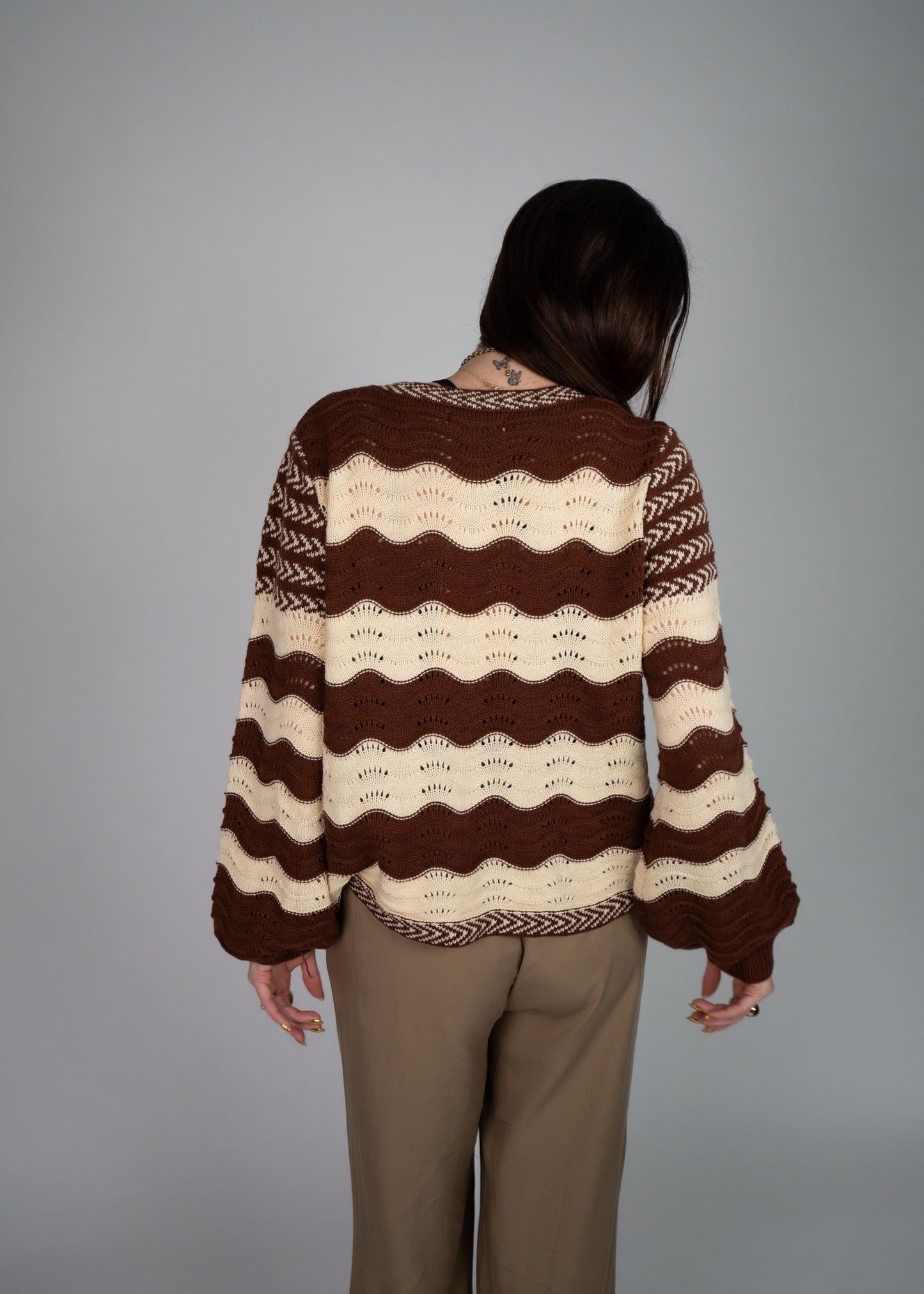 Serena Pointelle Knit Bow Cardigan