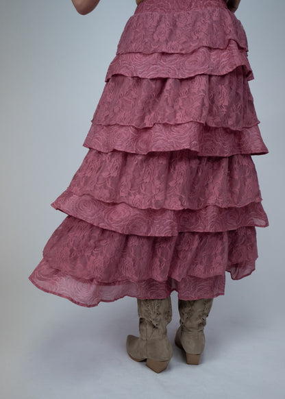 Savannah Chic Lace Ruffle Maxi Skirt