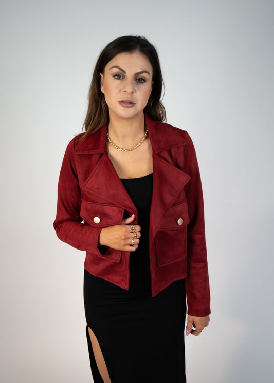 burgundy faux suede jacket