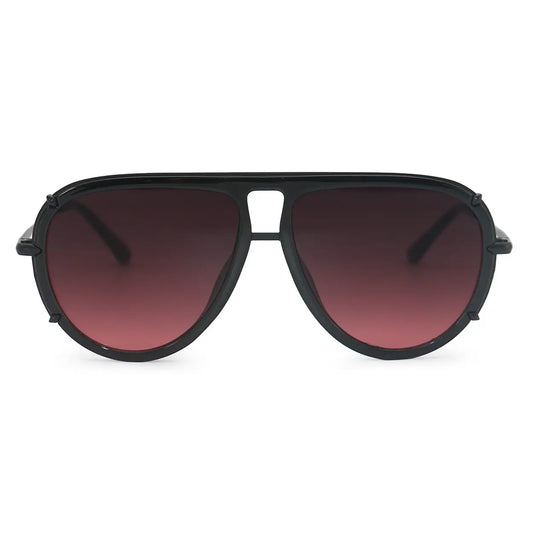 Manhattan Ivy Luxe Round Aviator Sunglasses in Burgundy