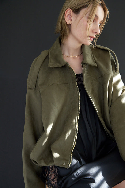 Allison Suede Effect Bomber Jacket