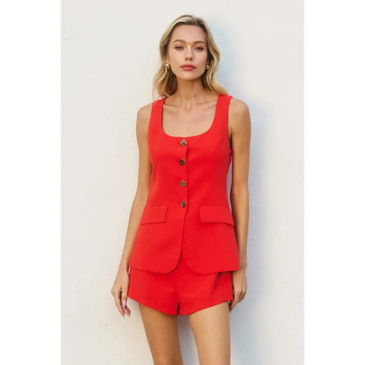 Uptown Red Romper