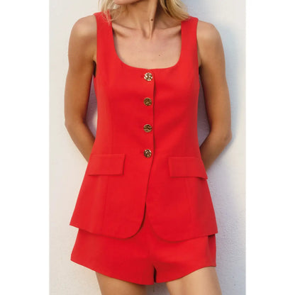 Uptown Red Romper