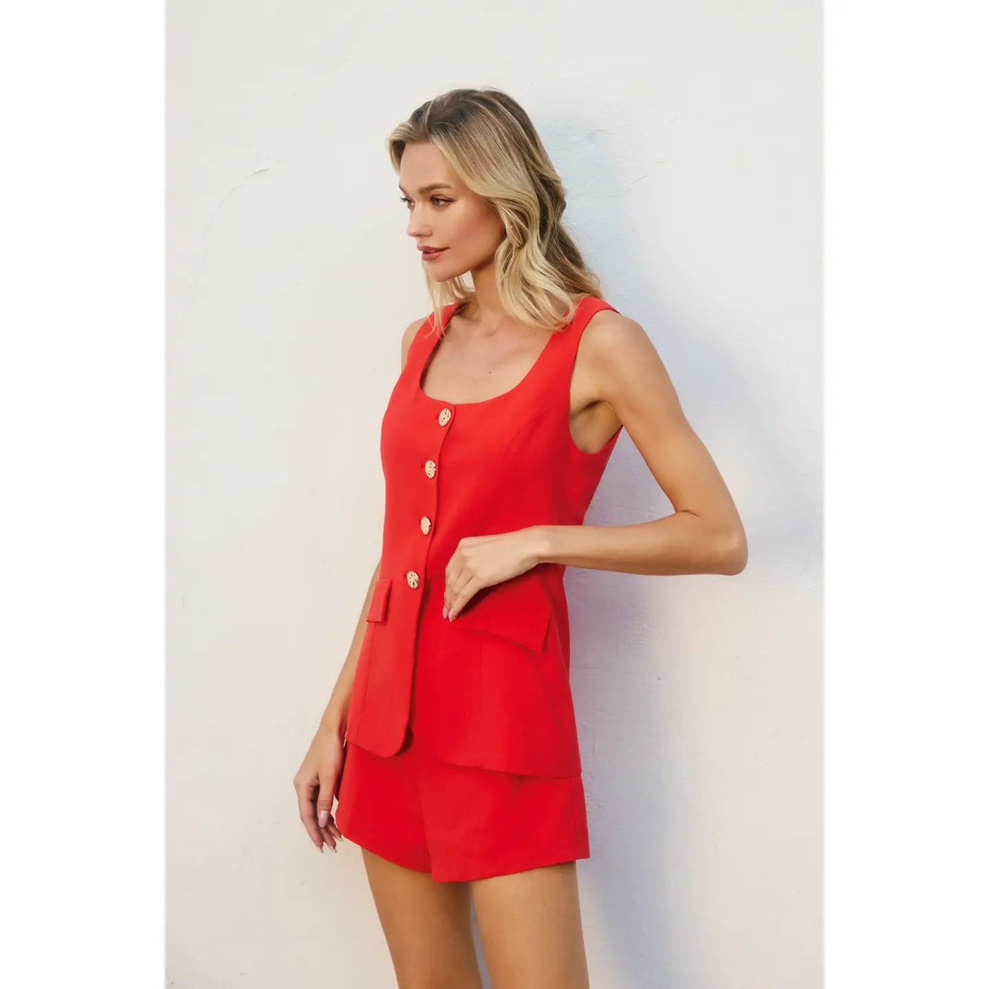 Uptown Red Romper